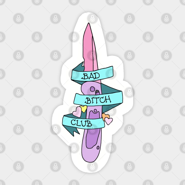 Bad Bitch Club Pastel Knife Pocket Tee Sticker by PeakedNThe90s